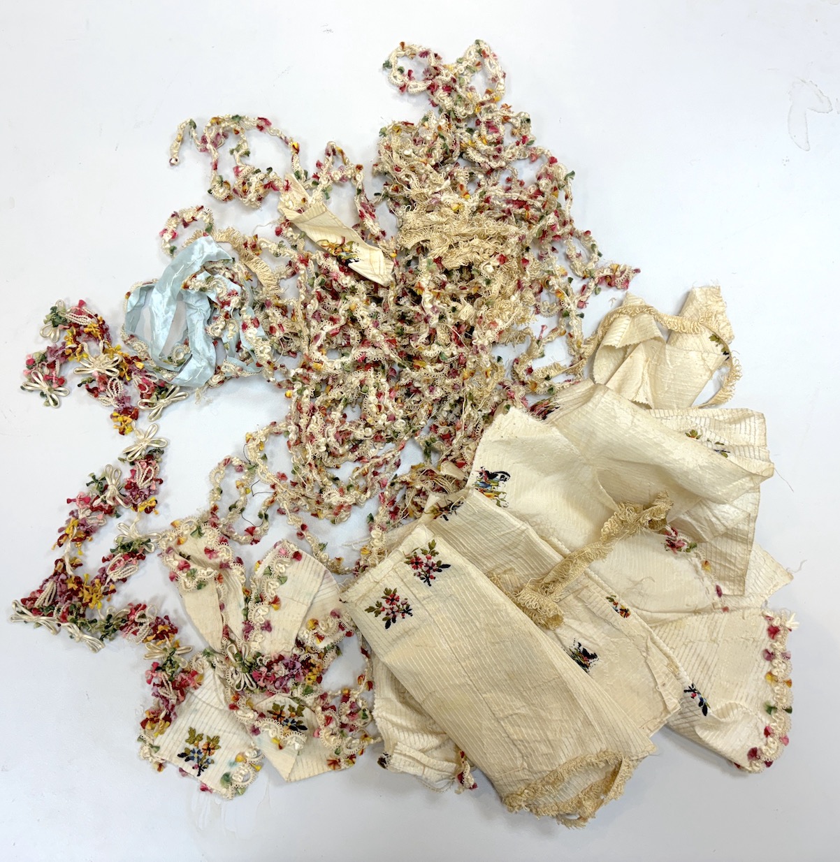 A rare 18th century, possibly Spitalfields, cream silk ladies dress, circa 1770-1780, made in the English style